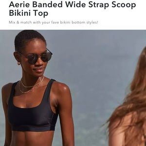 NWT - Black Aerie Banded Wide Strap Scoop Bikini Top